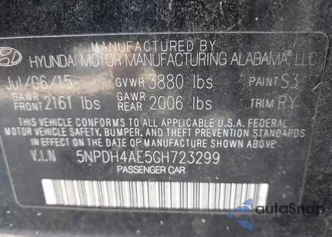 2016 Hyundai Elantra Value Edition from USA, damaged, VIN 5NPDH4AE5GH723299